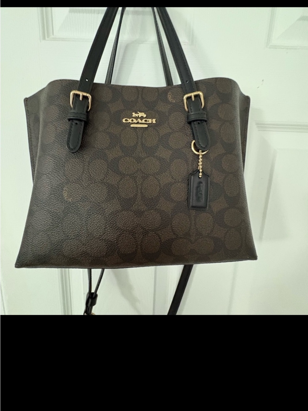 COACH Brown Signature Canvas Tote with Gold Hardware